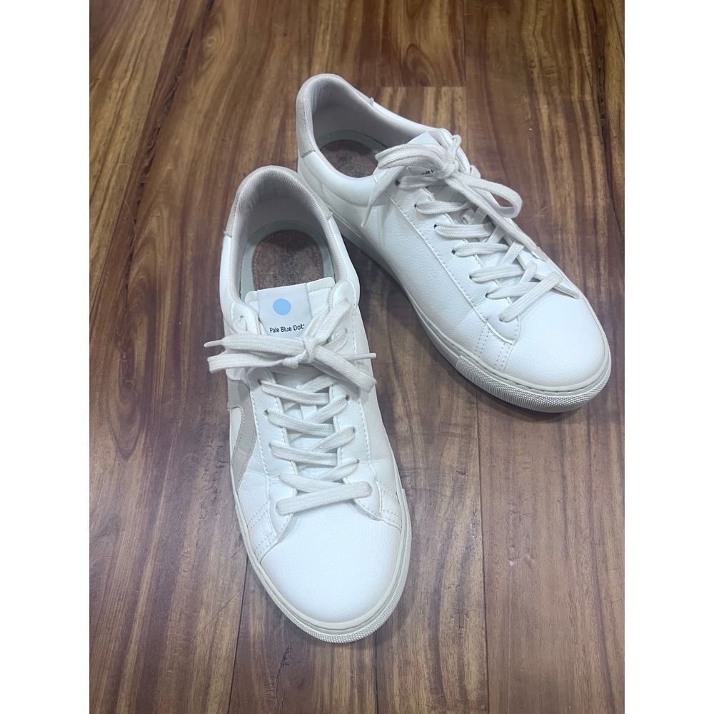 KOIO Pale Blue Dot Men's White Leather Low Top Sneakers Grey Suede Accents 43